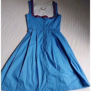 Blue Sleeveless Dress with Red Accents